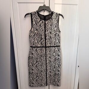 Ann Taylor Black and White Patterned Sleeveless Dress